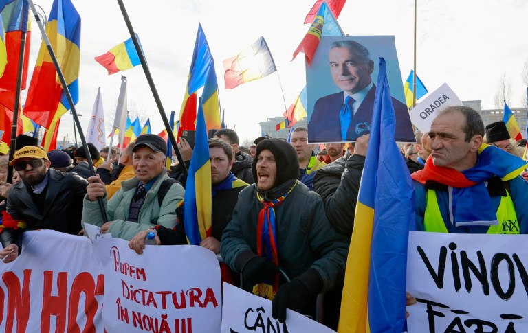 Protest over annulled presidential elections at Constitutional Court in Bucharest